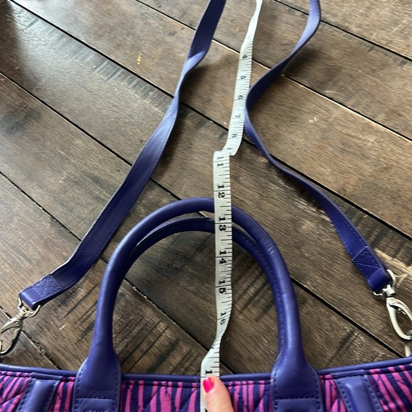 VERA BRADLEY "Impressionista Stripe" Trapeze Satchel Pink & Purple - Picture 8 of 8